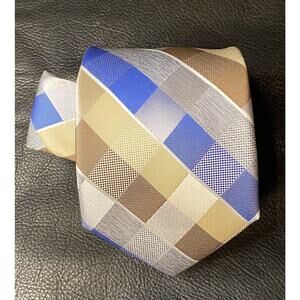 Perry Ellis Portfolio Stolk Geo,Taupe,Gray,Blue,Beige Polyester 3”W x 57”L New